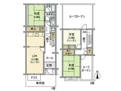 北柏ライフタウン(3LDK/1階)の間取り写真
