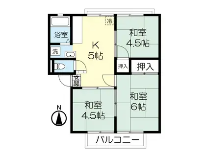 サンライフ空堀B棟(3K/2階)の間取り写真
