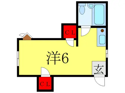 ベン・イースト(ワンルーム/2階)の間取り写真