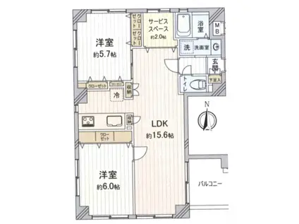サンキャッスル浮間舟渡(2SLDK/3階)の間取り写真