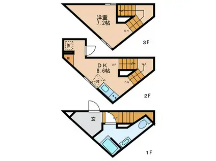 FEEL CNB(1DK/1階)の間取り写真