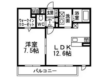 シャルール淡路(1LDK/2階)の間取り写真
