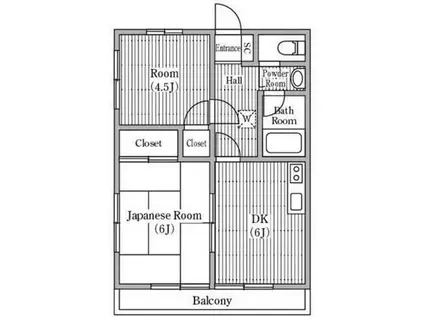 ホープハイツE(2DK/2階)の間取り写真