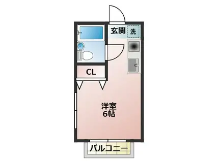 ハイムK(ワンルーム/2階)の間取り写真