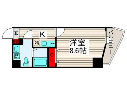 プレール・ドゥーク西新井II(1K/4階)の間取り写真