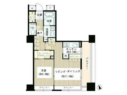 グランスイート虎ノ門(1LDK/16階)の間取り写真