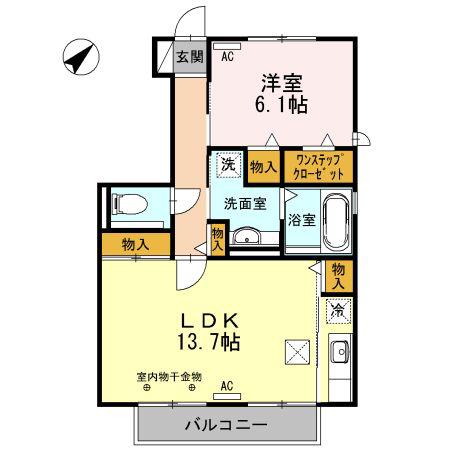 ロイヤルレジデンスC(1LDK/1階)の間取り写真