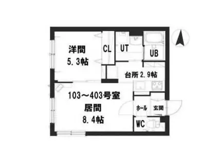 グランメールピアレス(1LDK/4階)の間取り写真