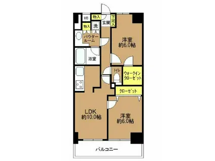 神パレステージ東新宿イーストフォート(2LDK/7階)の間取り写真