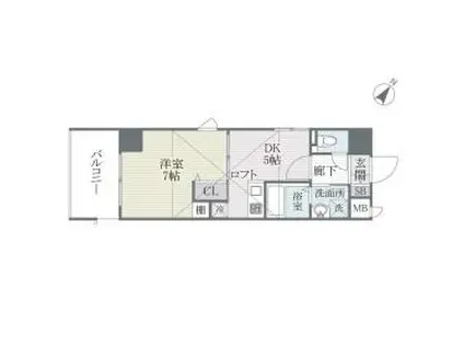 QREST博多東I(1DK/9階)の間取り写真