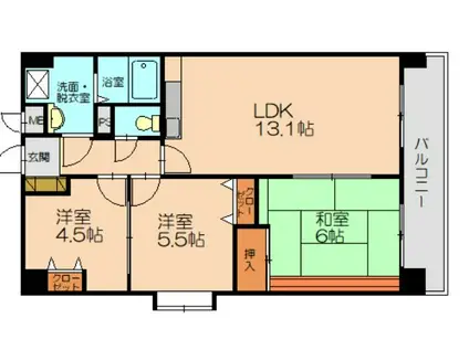 アーバンフィールド東I(3LDK/3階)の間取り写真