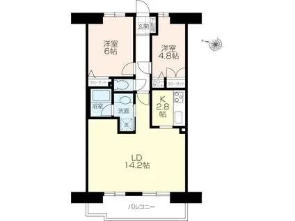 コスモ狭山ロイヤルステージ(2LDK/10階)の間取り写真