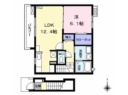 ビーナス(1LDK/2階)の間取り写真
