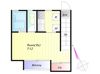 くるみハウス(1K/2階)の間取り写真