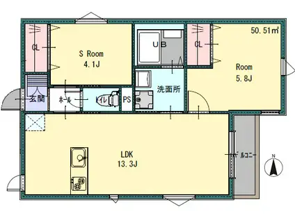 PROFUMOプロフーモ(2LDK/3階)の間取り写真