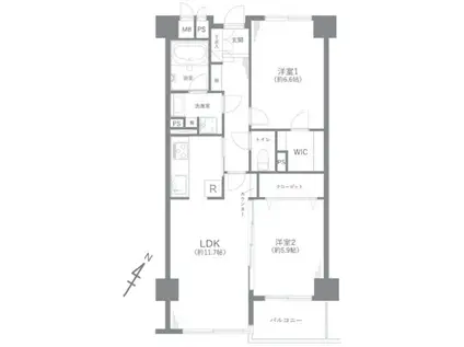 駒込八幡坂ガーデ二ア(2LDK/5階)の間取り写真