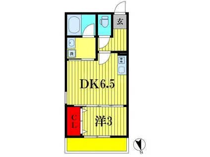 クロレ南流山(1DK/3階)の間取り写真