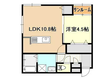 FLOURISH IN 上所駅前(1LDK/1階)の間取り写真