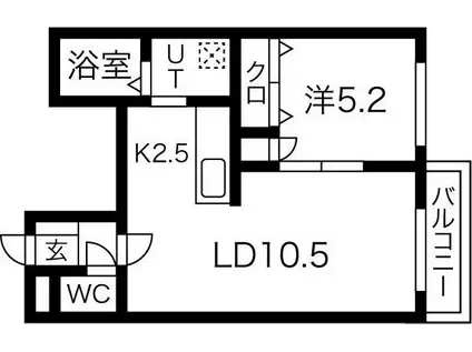 フェリース豊平(1LDK/4階)の間取り写真