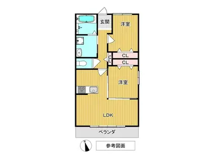 HERENCIA(2LDK/2階)の間取り写真