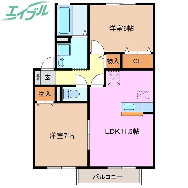 リュミエール(2LDK/1階)の間取り写真