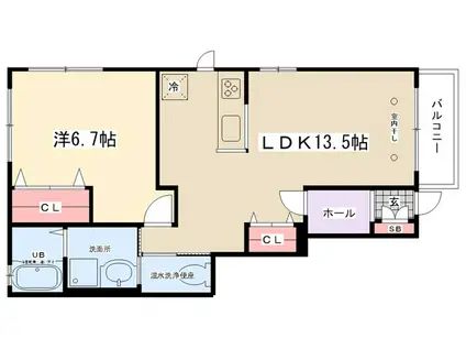 SOLEIL(1LDK/1階)の間取り写真