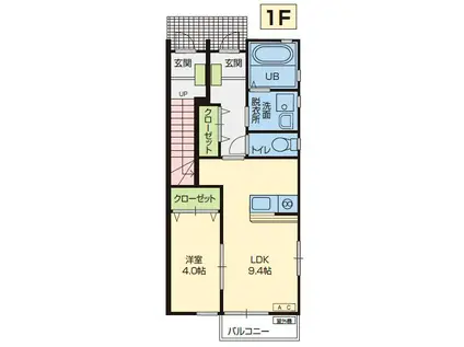コスモスA棟(1LDK/1階)の間取り写真