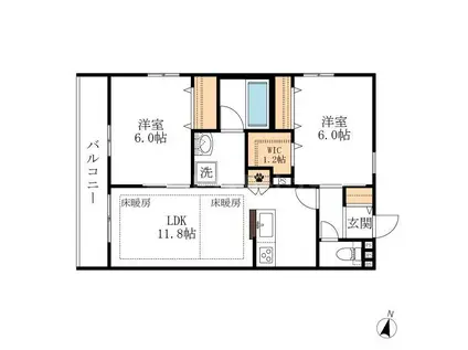LS PLUS八潮(2LDK/2階)の間取り写真
