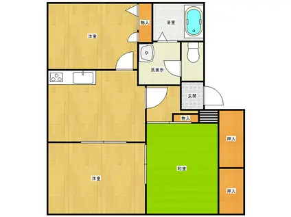 水明ハイツ椿B(3DK/1階)の間取り写真