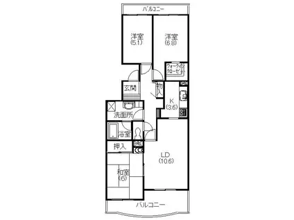 ドルチェ広沢(3LDK/2階)の間取り写真
