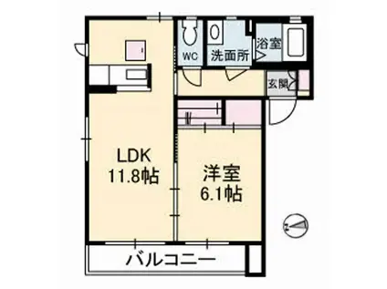 シャーメゾングリーンB棟(1LDK/1階)の間取り写真