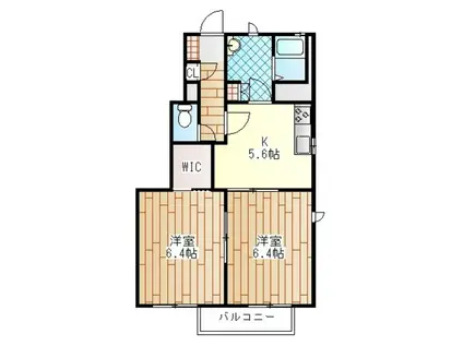 マーティンテラス B棟(2K/1階)の間取り写真