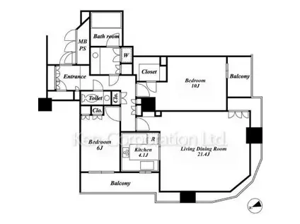 シティタワー大崎ステーションフロント(2LDK/28階)の間取り写真