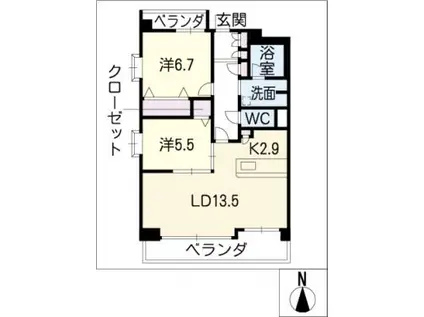 ANGEL VILLA(2LDK/3階)の間取り写真