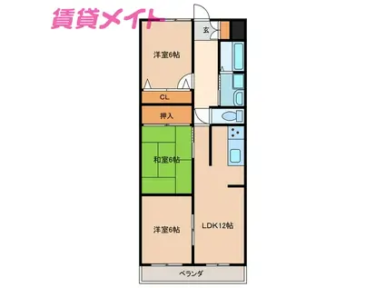 AS ONE(3LDK/2階)の間取り写真