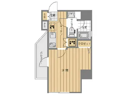 ヴォーガコルテ笹塚アジールコート(1K/4階)の間取り写真