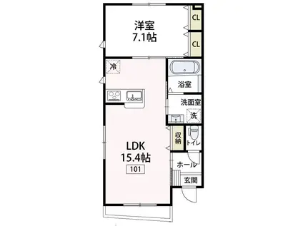 IVY アイビー(1LDK/1階)の間取り写真