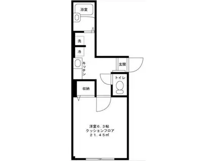 レジデンスTMK(1K/1階)の間取り写真