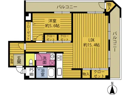 大分ハイデンス906号(1LDK/9階)の間取り写真