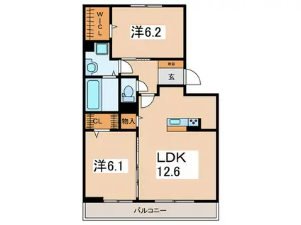 ペピーノひろつぼ(2LDK/3階)の間取り写真
