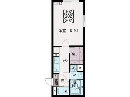 イクシオ島根(1K/1階)の間取り写真