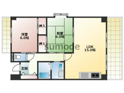 第2クリスタルハイツ(2LDK/4階)の間取り写真