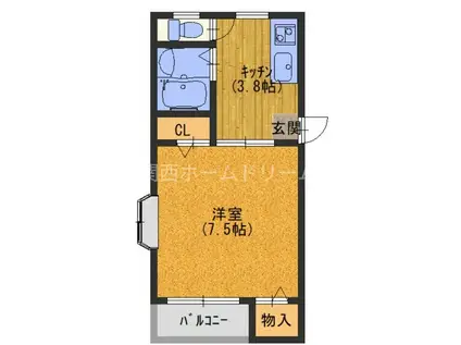 ルシリウス(1K/1階)の間取り写真