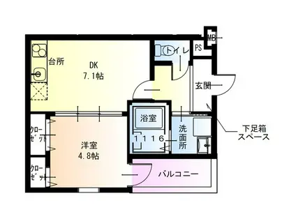 フジパレスあびこ駅北II番館(1DK/2階)の間取り写真