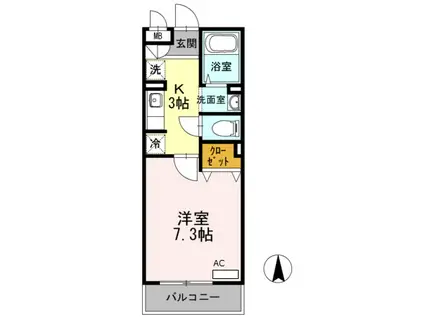 ムーンドレイク(1K/3階)の間取り写真