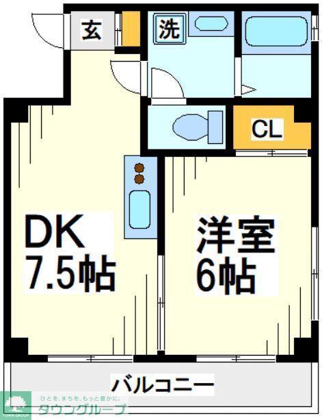 ドエル三鷹(1DK/4階)の間取り写真