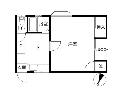 LEAP田上(1K/2階)の間取り写真