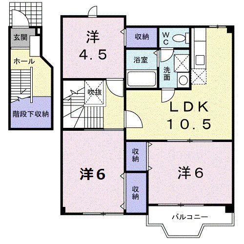 ヴィラグランブルーB(3LDK/2階)の間取り写真