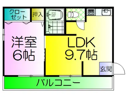 楠ハイツ(1LDK/1階)の間取り写真