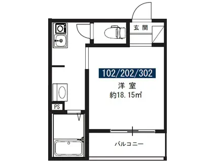 MELDIA梅ヶ丘(1K/2階)の間取り写真